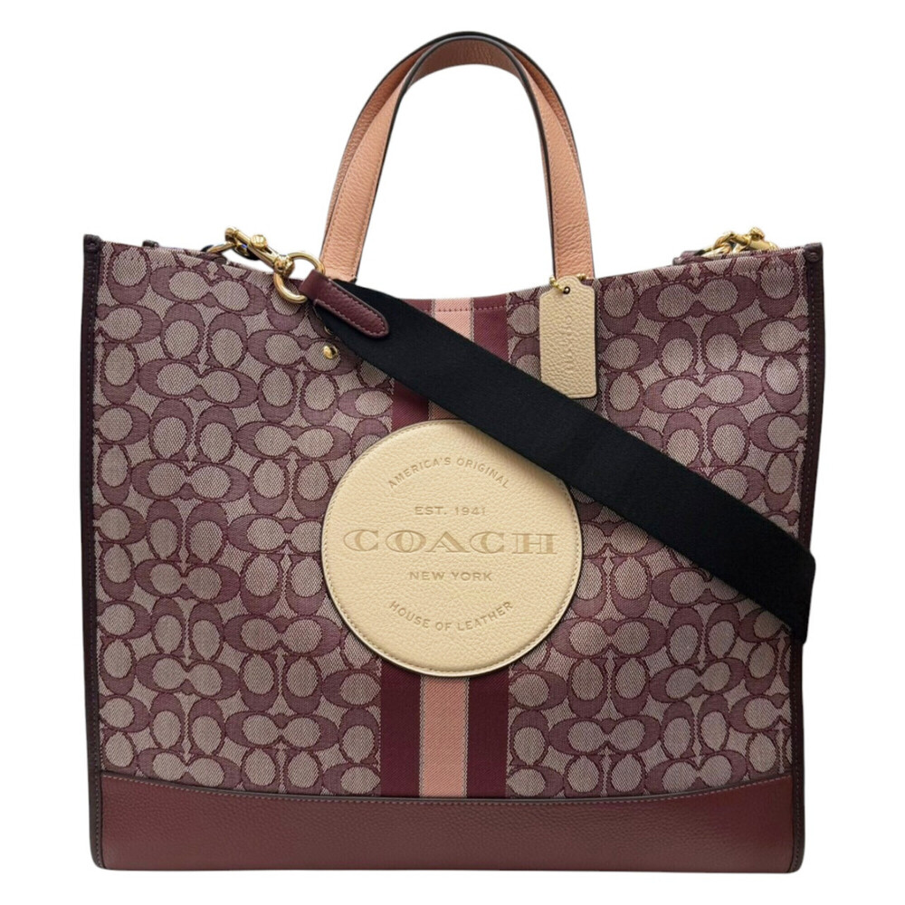 COACH Dempsey Jacquard Multi-Wine Tote Bag C8478 with Shoulder Strap, Canvas ...